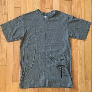 Hanes Perfect-T, V-Neck, Grey, Medium, w/graphic